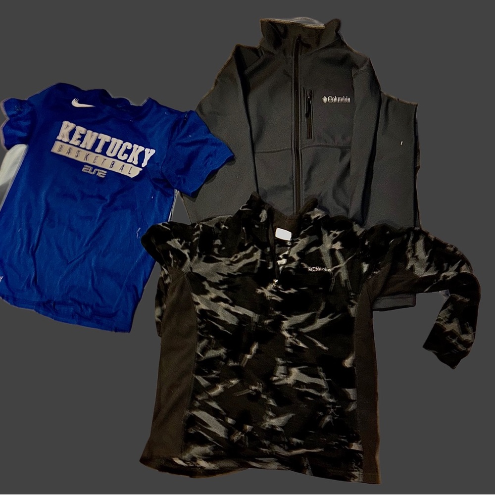 Colombia jacket and fleece pullover large, Nike Kentucky basketball mediaum.